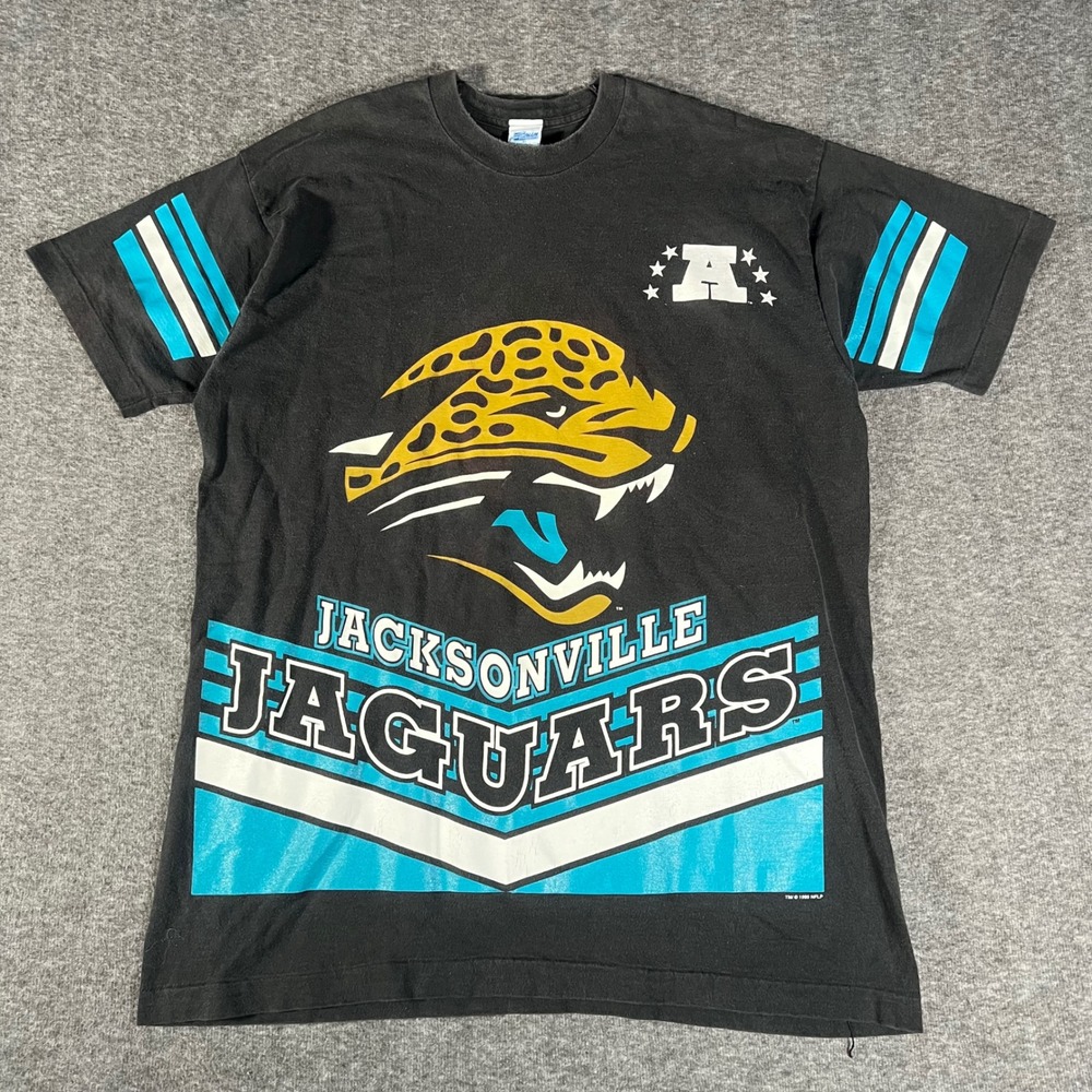 Vintage 90s Salem Sportswear Jacksonville Jaguars T-Shirt AOP XL Black